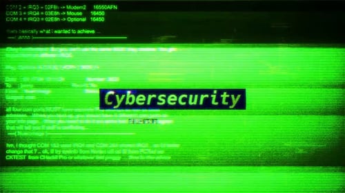 Mensaje sobre ciberseguridad en la pantalla digital en las pantallas de las computadoras