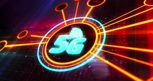 5G mobile network technology symbol 3d digital concept