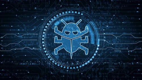 Concept numérique en boucle de symbole d'attaque numérique contre un ver de cybersécurité