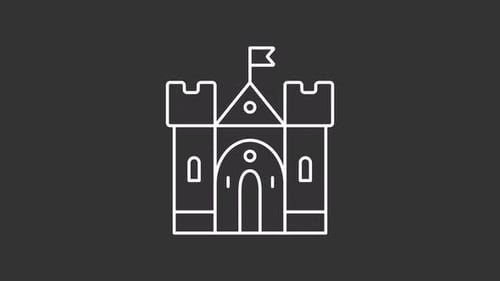Minimalist Line Art Castle Icon Transformation