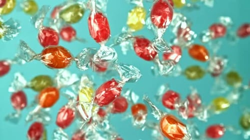 Super Slow Motion Multicolored Lollipops Filmed on a Highspeed Camera at 1000 Fps