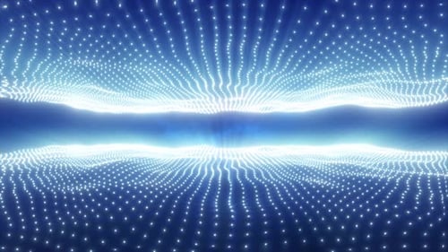 Ondas abstractas de energía azul a partir de partículas