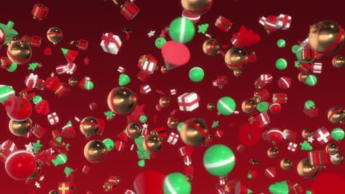 Animated Christmas Decorations Falling Festive Loop Background