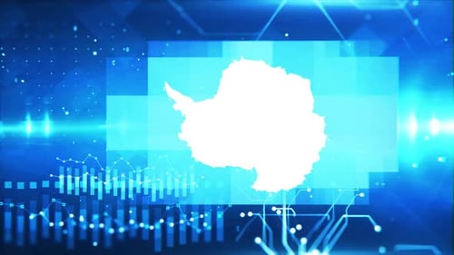 Digital Antarctica Map Reveal with Futuristic Data Overlay