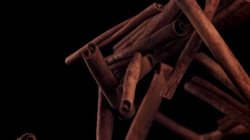 Cinnamon Sticks Fly Up and Down Filmed on a Highspeed Camera at 1000 Fps