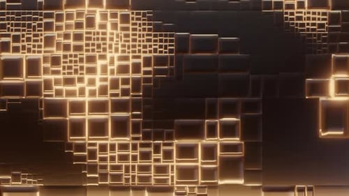 Abstract Glowing Cubes Digital Grid Background Animation