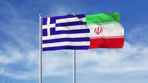 Bandera de Grecia y bandera de Irán