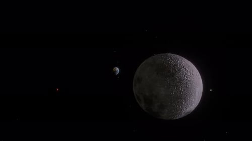 Earth And Moon In Space. Earth At Night. Moon Surface With Craters. Planetary Moon