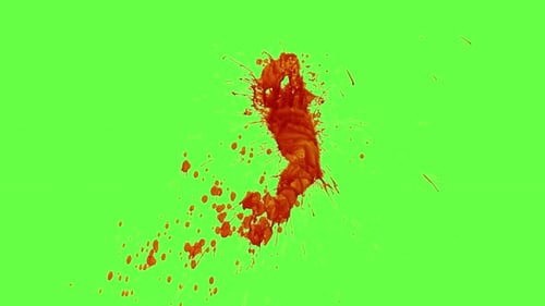 Carnage Collection: Chroma keying effect of blood splattering vertically at the center and dripping