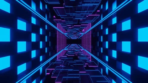 Purple And Blue Fantastic Corridor Movement Background Vj Loop In 4K