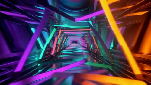 Mouvement de boucle de tunnel géométrique abstrait au néon