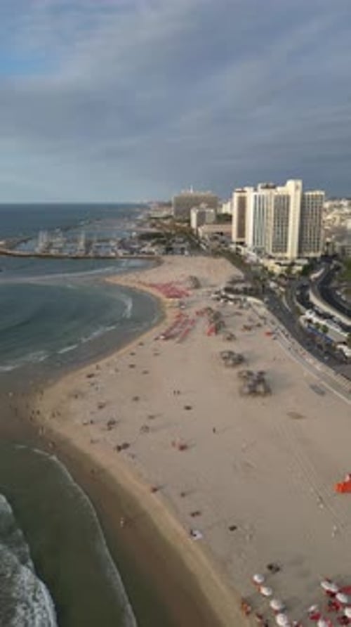 Aerial video on the beaches of Tel Aviv