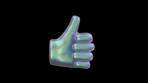 Rotating Iridescent 3D Thumbs Up Like Icon