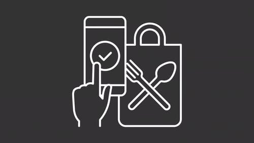 Animated Online Food Delivery Process Line Icons