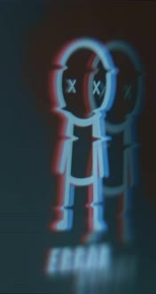 Figure with XX for Eyes Word ERROR Glitch Effect