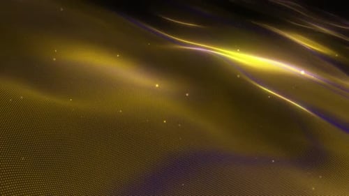 Golden Glowing Particle Waves Digital Background Loop