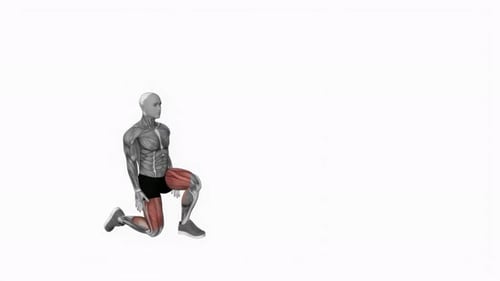 Bodyweight Kneeling Hold To Stand fitness exercise workout animation video male muscle highlight 4K