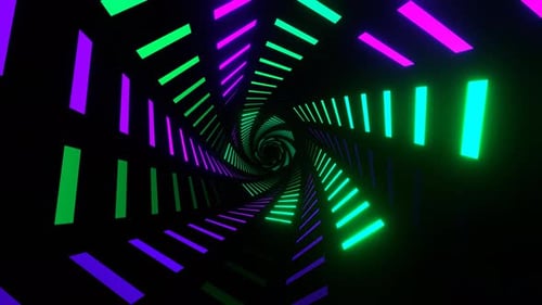 Purple And Turquoise Neon Spiral Lights Move Background Vj Loop In 4K