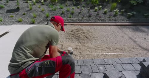 DIY Patio Installation in a Modern Backyard Garden