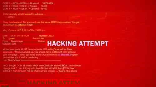 Texte d'avertissement de tentative de piratage sur l'écran d'arrière-plan de piratage