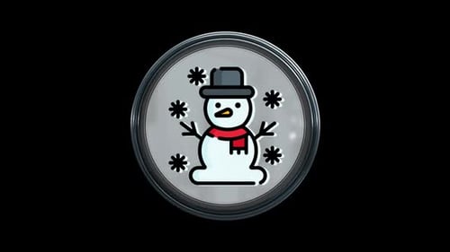 Snowman Icon 3D Loop Alpha V1