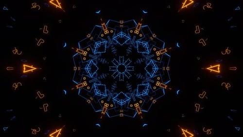Dynamic Geometric Neon Light Kaleidoscope Background