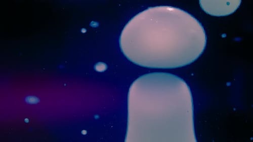 Abstract lava bubbles floating on a gradient purple and blue background