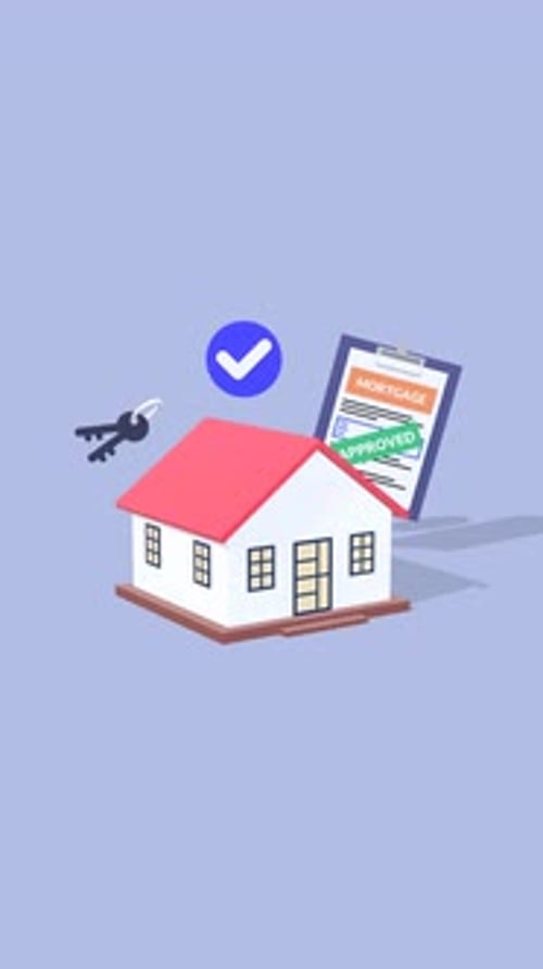 Vertical Animation Illustrating Home Loan Approval and Mortgage Process.