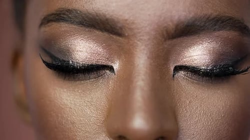 Eye Makeup Close-up on Young Woman