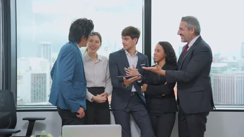 Group of multi-Ethnic businessman and businesswoman working in office.