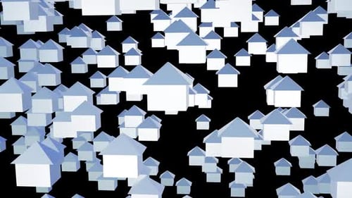 Raining Houses 3d Animation