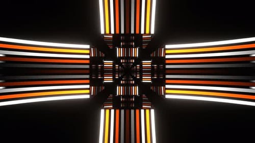 Orange And White Neon Equalized Mirrored Tunnel Background Vj Loop In 4K