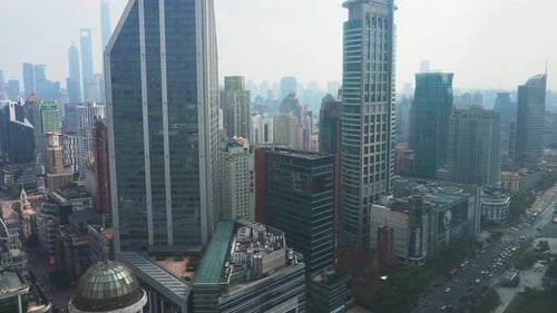View of Shanghai's Skyline with the Oriental Pearl Tower Modern Skyscrapers