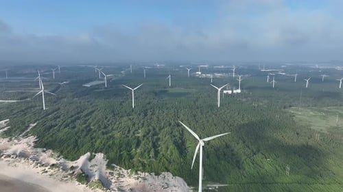 Wind Turbines in mountain during sunset