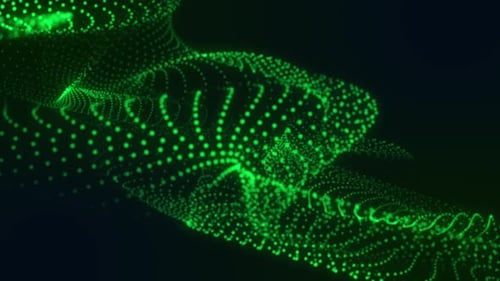 Abstract Green Wavy Particle Flow Background Animation