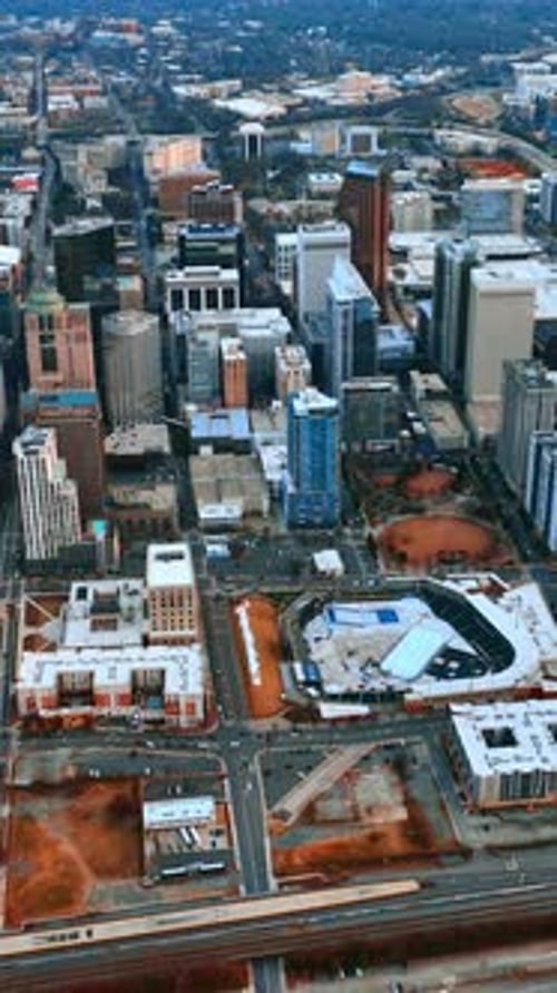Urban cityscape at daytime from aerial perspective. View of Charlotte, North Carolina, USA.