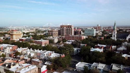 Aerial Savannah Georgia Slow Push, Savannah Ga