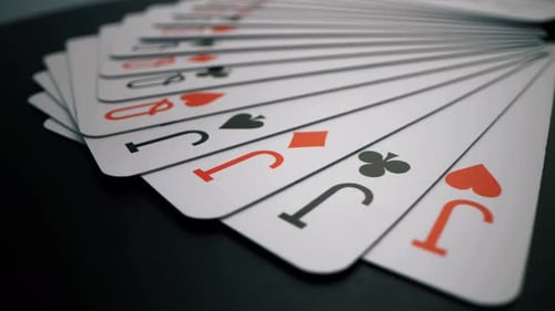 Fan of Playing Cards Laid out Close Up