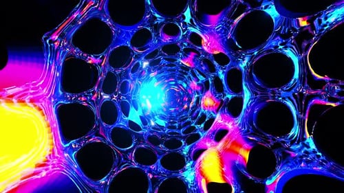 Colorful abstract background with circles and circles in the center. Infinitely looped animation