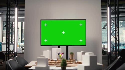 Modern Empty Real Estate Business Space Running Copy Space on TV Monitor