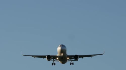 Commercial Airplane Jet Plane Landing at Airport After Flight Trip