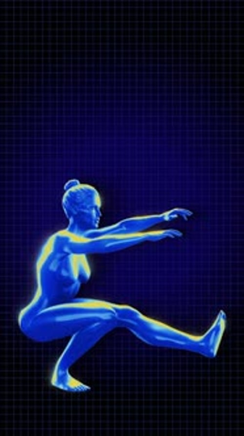 3D Futuristic Female Single-Leg Squat Exercise