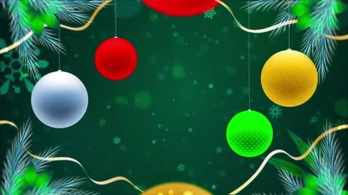 Festive Christmas Ornaments and Snowflakes Animation Background