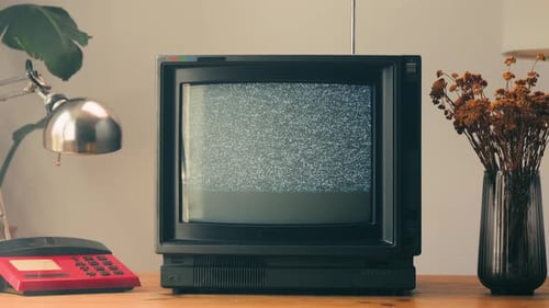 Vintage Television with Static on the Screen