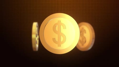 Animated Rotating Golden Dollar Coins Financial Loop