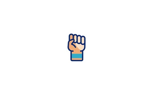 Animated Raised Fist in Flat Design Style