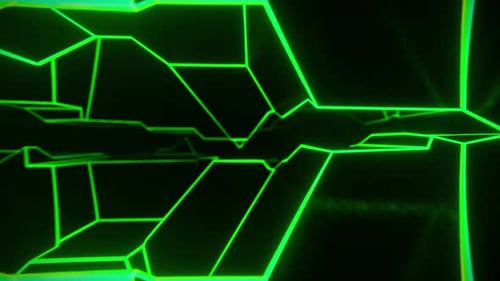 Neon Green Abstract Geometric Tunnel Loop Background
