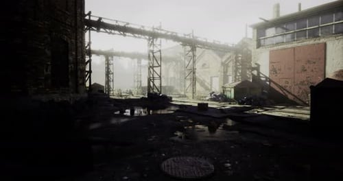 Grungy Industrial Environment Flythrough Animation