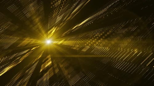 Abstract Golden Particle Grid with Central Light Flare