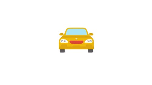 Flat Design Car Reveals Front View Animation